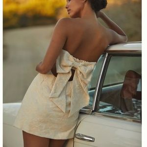 Ivory Textured Shift Mini Dress-Anthropologie